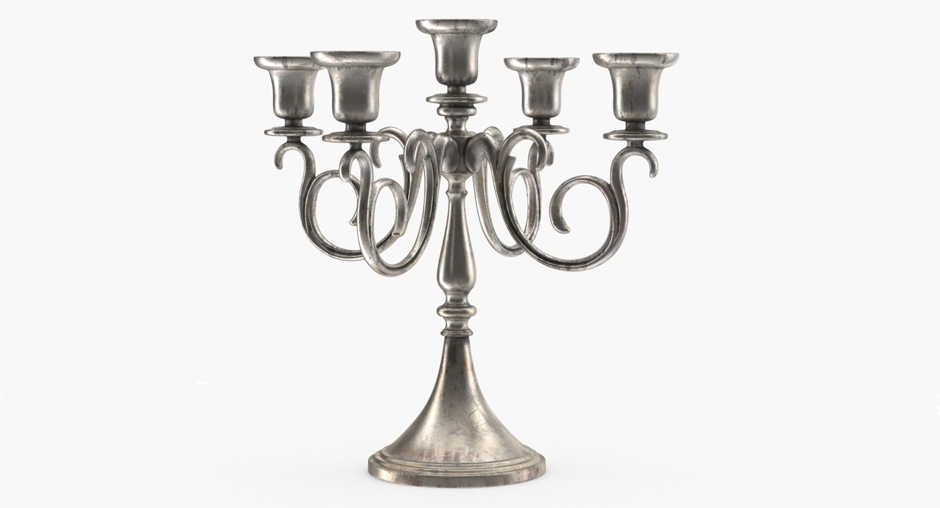 5 Branch Silver Candlestick 3D model preview