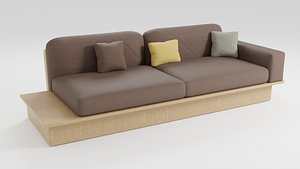 3D Small sofa in brown tones in a modern style model