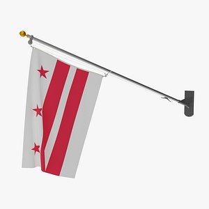 3D Wall Flag Washington DC T2 model