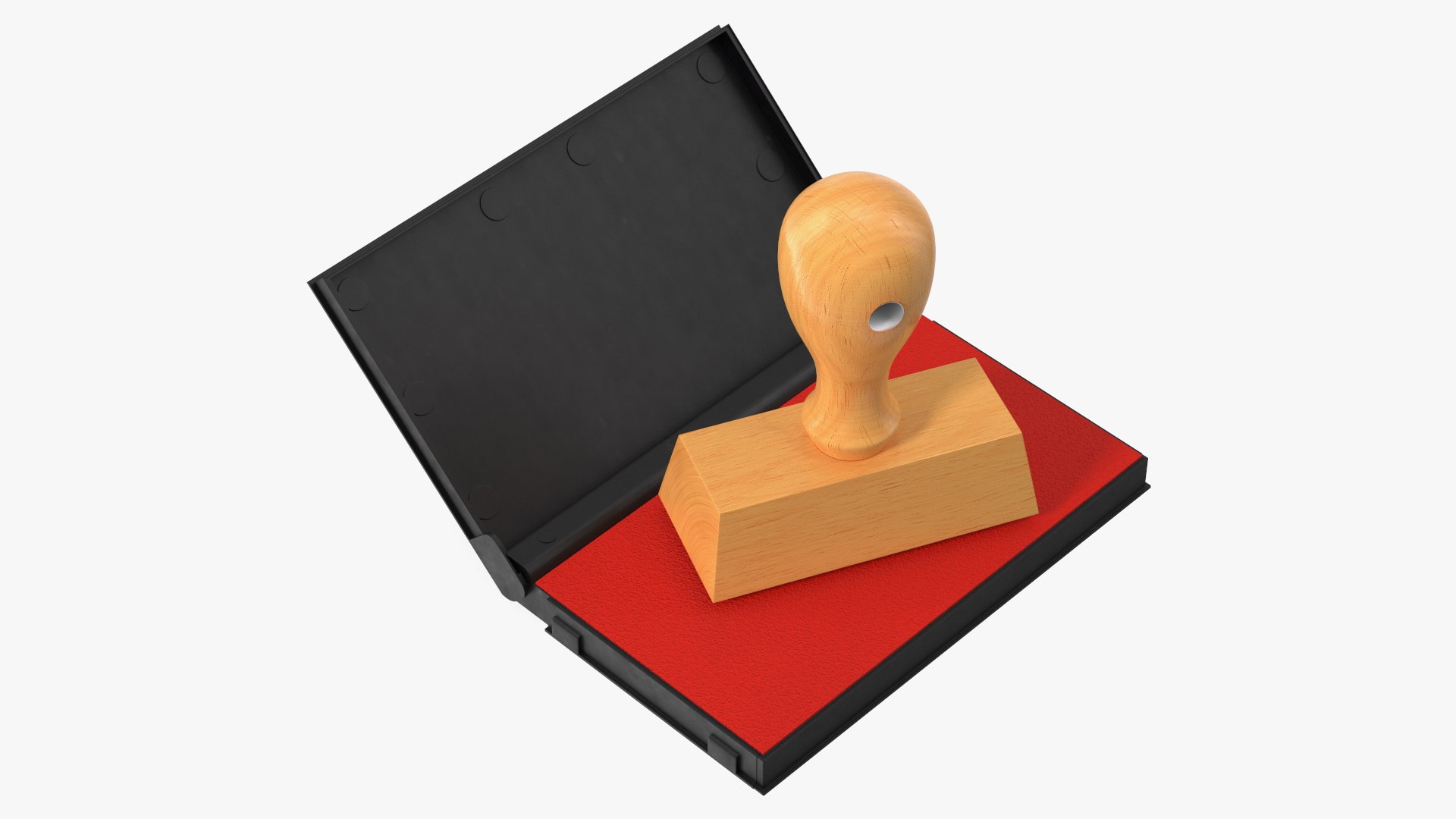 Stamp with Wood Handle and Inkpad Certified 3D model preview