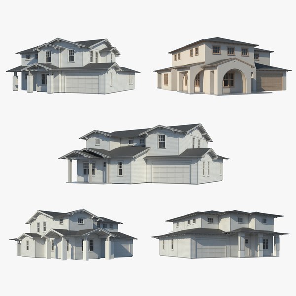 3d family houses model