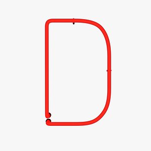 Neon Red Alphabet D 3D