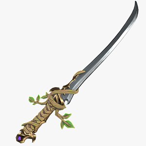 Stylized Fantasy RPG Weapon Sword Katana Uchigatana Buster Claymore Long Sword Magical Forest Vine