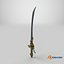 Stylized Fantasy RPG Weapon Sword Katana Uchigatana Buster Claymore Long Sword Magical Forest Vine