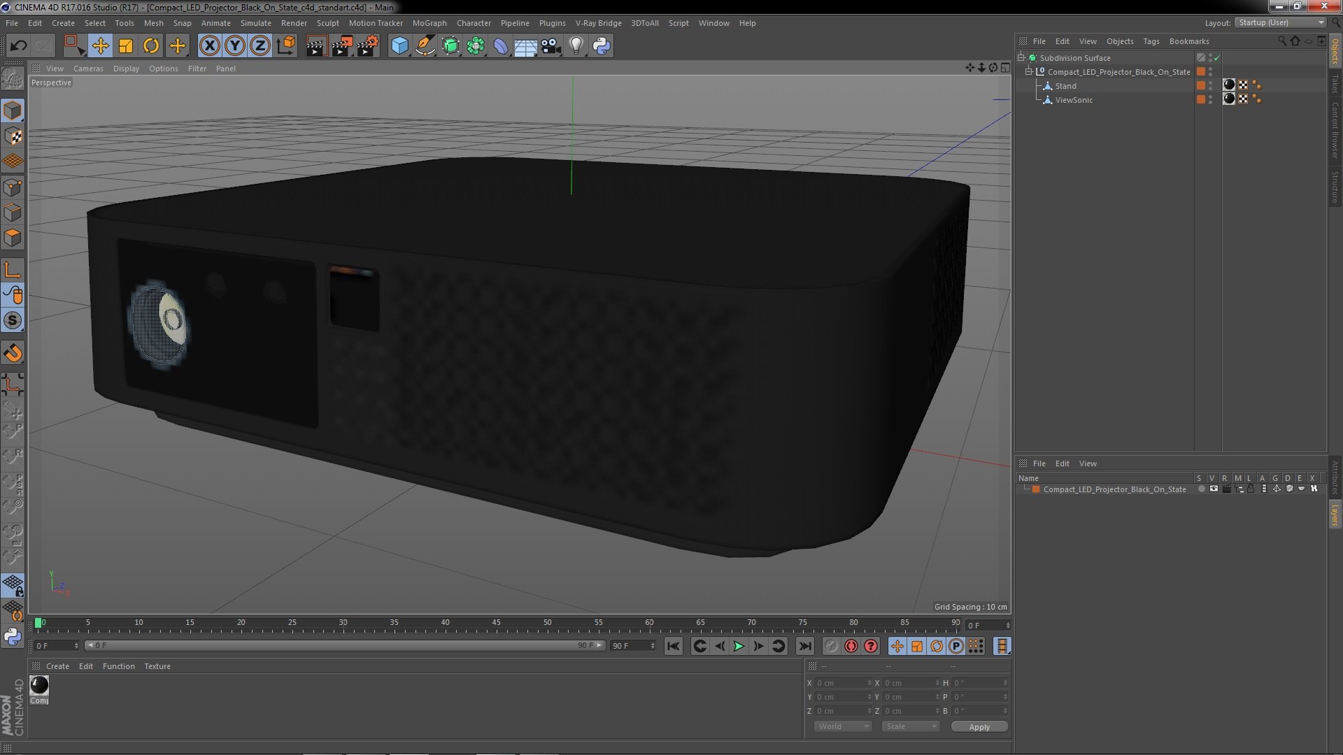 3D Compact LED Projector Black On State - TurboSquid 2145490