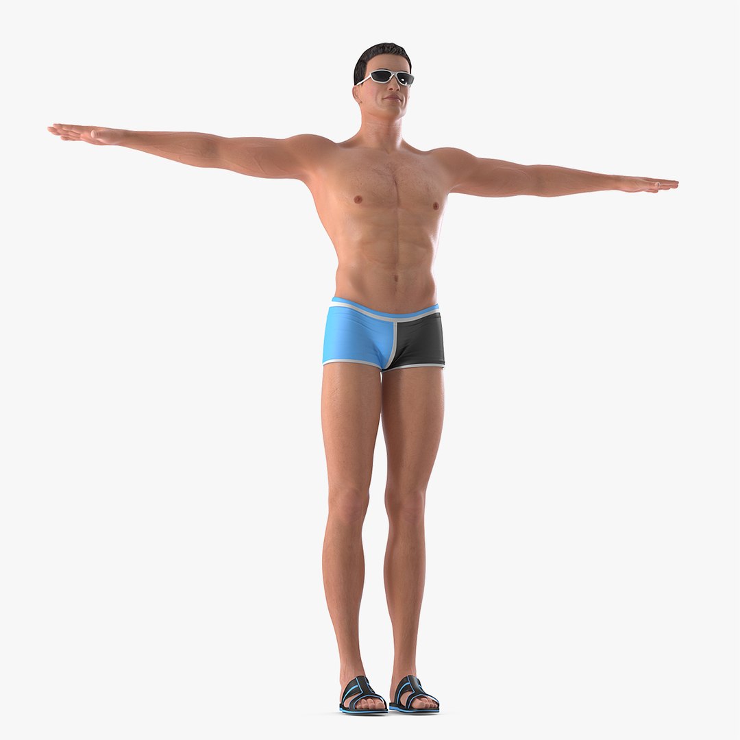 Man in Swimwear T-Pose 3D model preview
