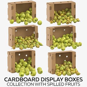 Cardboard Display Boxes Collection with Spilled Fruits