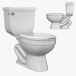 TWO PIECE TOILET HIGH EFFICIENCY WHITE 3D model