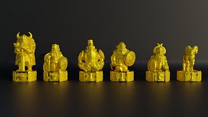 3D Dwarf Figure Chess Set - 6 Different Dwarf Character 3D print model