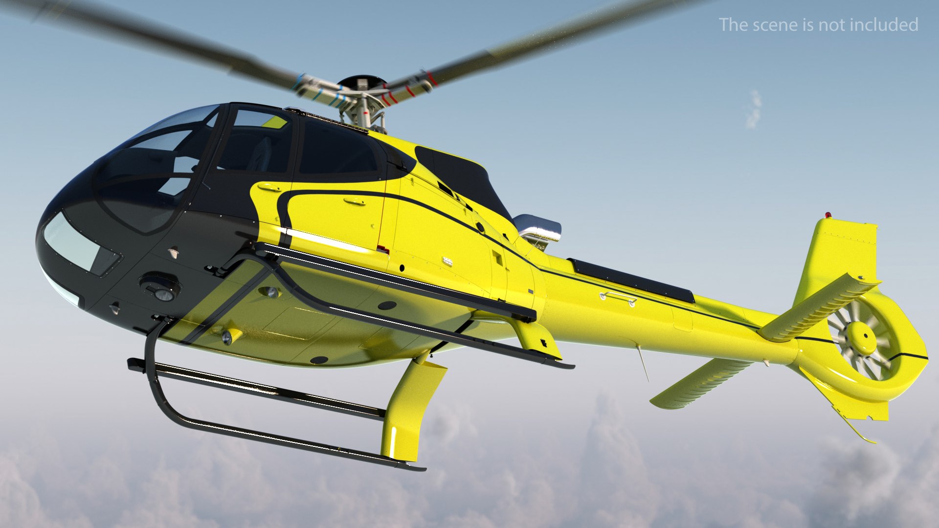 Light Civil Helicopter Rigged 3D model preview