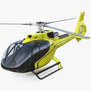 3D model light civil helicopter rigged
