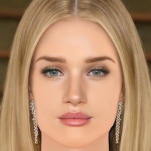 3D Rosie Huntington-Whiteley Head - No Hair - Low poly head for game