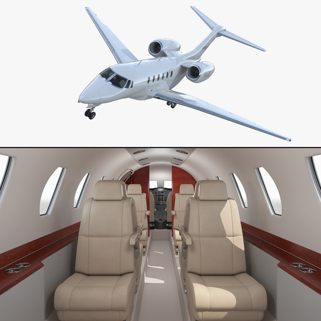 Business Jet Cessna Citation X with Interior 3D Model 3D model preview