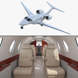 Business Jet Cessna Citation X with Interior 3D Model
