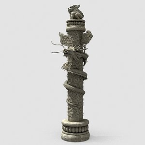 Asian Chinese Dragon Pillar 02 3D model