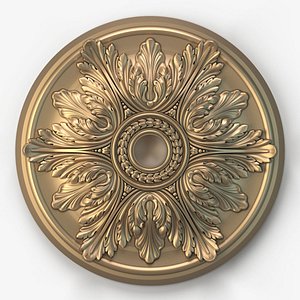 8 Brass Round Rose Etched Decorative Tray 3D model