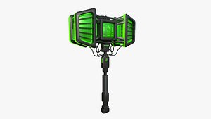 3D SciFi War Hammer A03 Black Green - Sci Fi Weapon Design