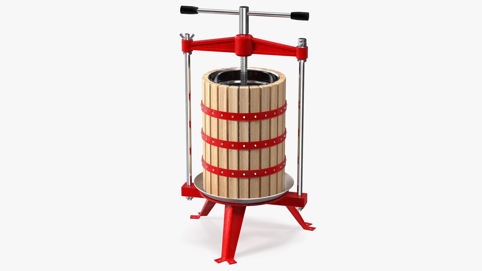Wooden Frame Fruit Wine Cider Press 3D model preview