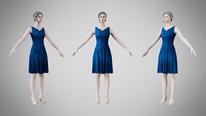 Dress 36 Sapphire Mist Velvet 3D