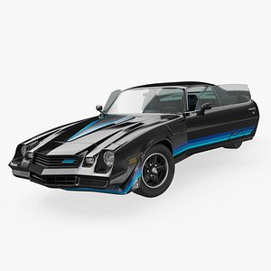 Classic Chevrolet Camaro Z28 Sports Car Black Rigged for Cinema 4D 3D model