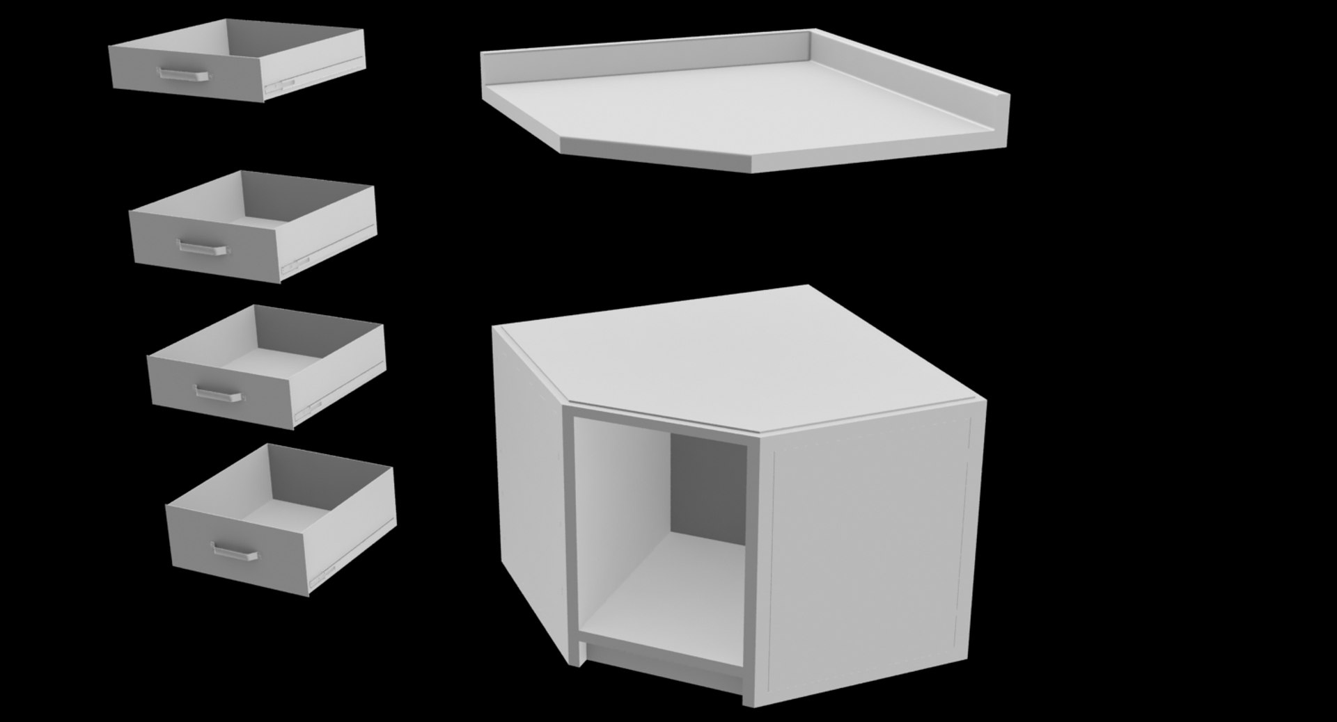 Corner Workbench Unit 3d Max