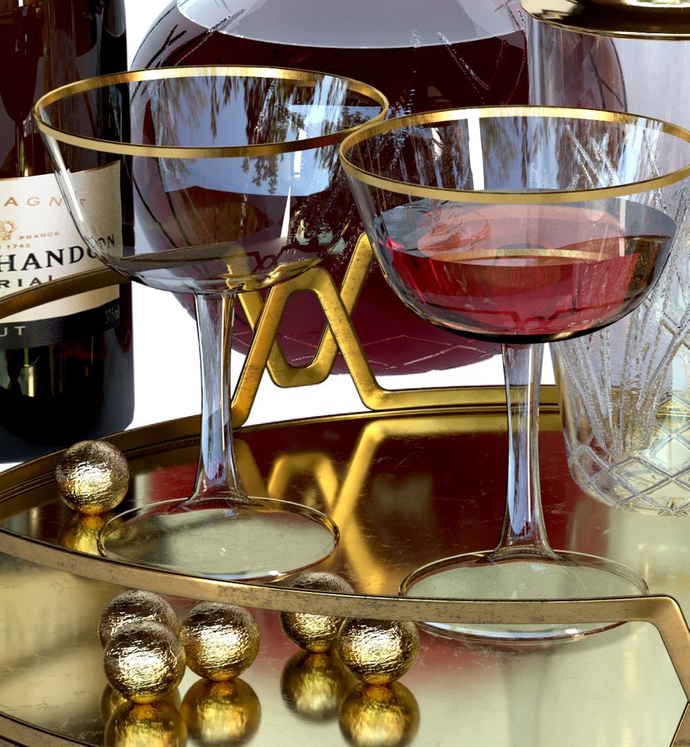 Alcohol Set With Sweets 3D Model - TurboSquid 1966960