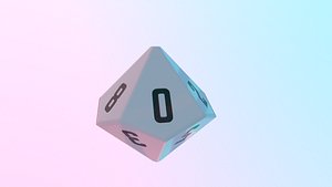 Dice d10 game ready PBR Low-poly 3D