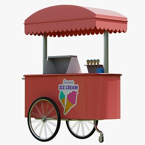3D Ice Cream Cart with Canopy