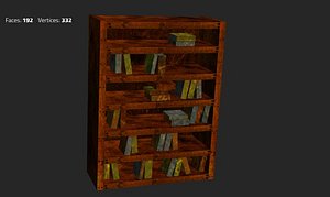 3d max wooden bookshelf books