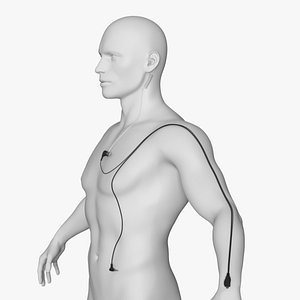 3D model Single Ear Acoustic Tube Earpiece Set on Mannequin