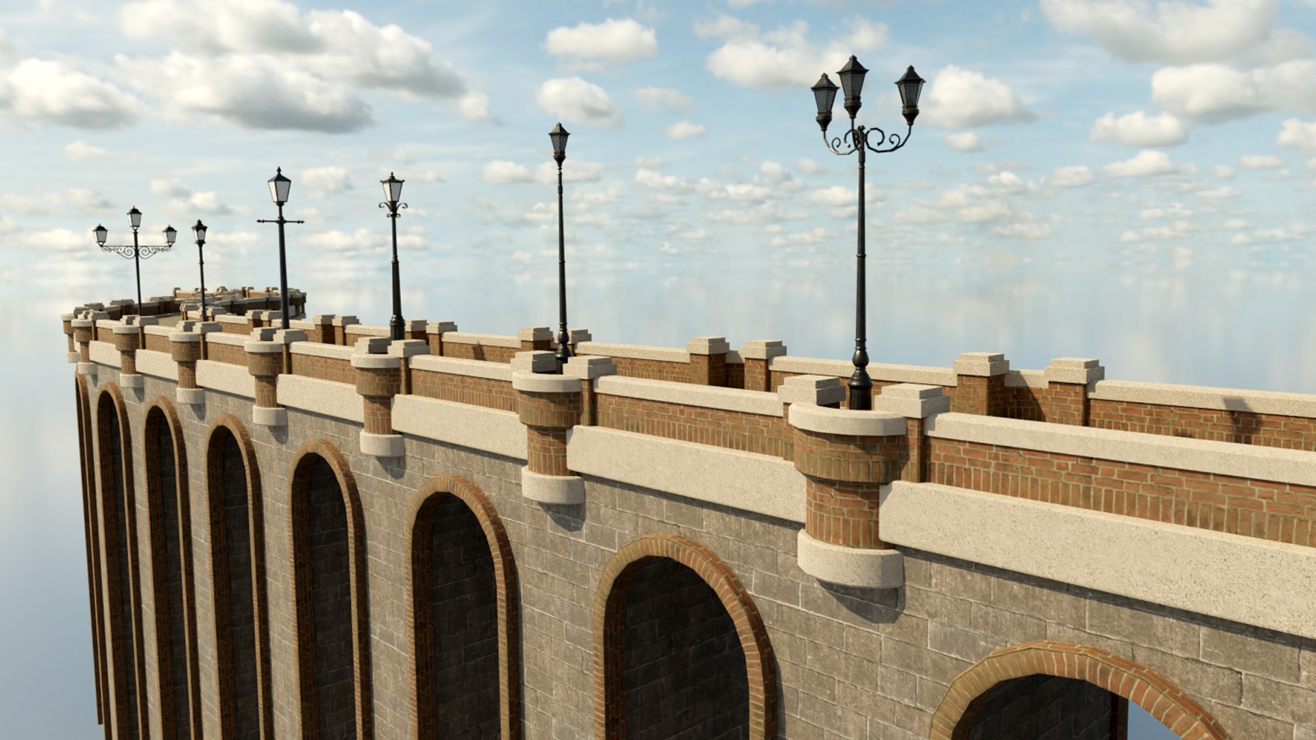 Modular Bridge With 5 Street Light Variations 3D Model - TurboSquid 2205360
