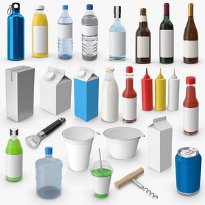 24 Drink Bottles And Package Models Collection