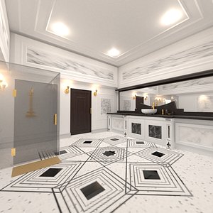 3D model luxurious bathroom interior