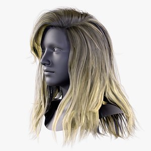 Real Time Hair Card Female Hairstyle 3D model