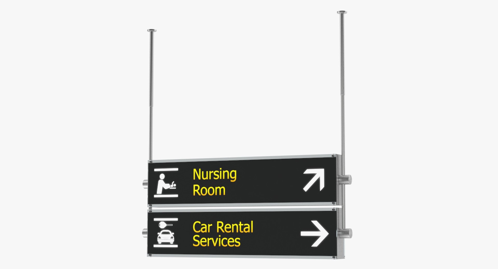Airport Signs Nursing Room Car Rental 3D Model 3D model preview