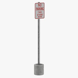 Taxi Stand Sign 01 Cylinder Square and U Shape Clean and Dirty 3D model