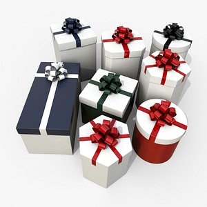 3D Gift Boxes - Vertical Variety with Fixed Ribbon Rosette