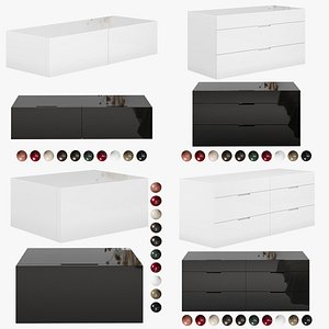 3D Flin set of drawers amd nightstands by Lemamobili model