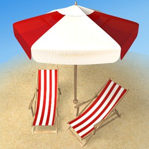Deck armchair and umbrella
