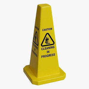 Yellow Closed Top 24 Inch Safety Lamba Floor Cone Caution Cleaning In Progress Sign