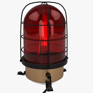 3D model Industrial Warning Light with Protection Cage Red