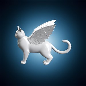 Starlight Winged Feline Tabby Cat 3D Print Model