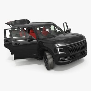 High-Spec Urban SUV with Contrast Finish Black Rigged for Maya