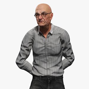 Realistic Elderly Man 3D Character Rigged Model Old Male Professor