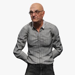 Realistic Elderly Man 3D Character Rigged Model Old Male Professor