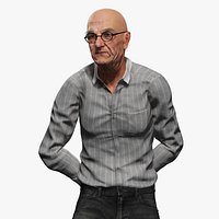 Realistic Elderly Man 3D Character Rigged Model Old Male Professor