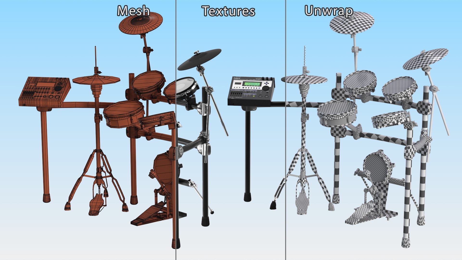 Electronic Drum Kit Roland with Module 3D model https://p.turbosquid.com/ts-thumb/5U/x73dCn/OB/electronicdrumkitrolandwithmodulemb3dmodel021/jpg/1710694665/1920x1080/fit_q87/53ca3eed03c332155aa966daa1021e11bc8c44d3/electronicdrumkitrolandwithmodulemb3dmodel021.jpg