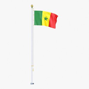Senegal Flag Stand Pole Animated Loop