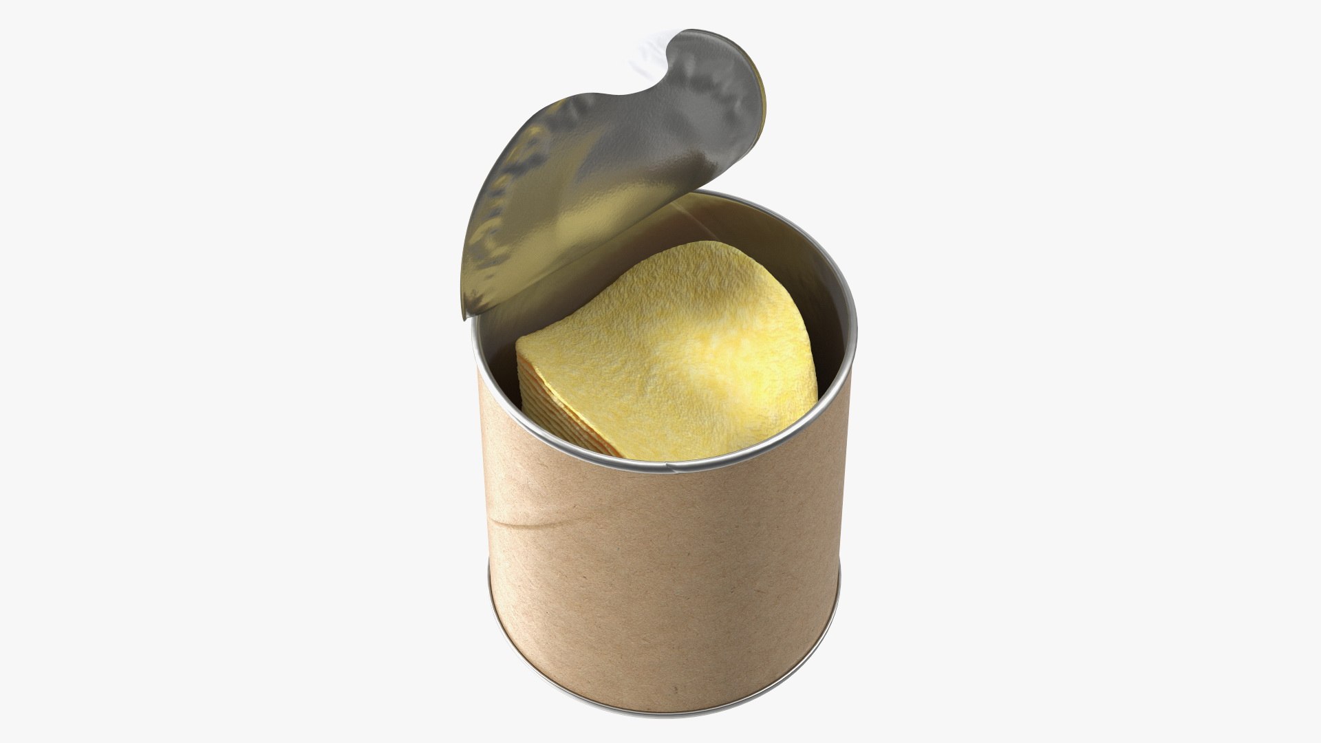 Small Opened Paper Tube of Potato Chips 3D model preview