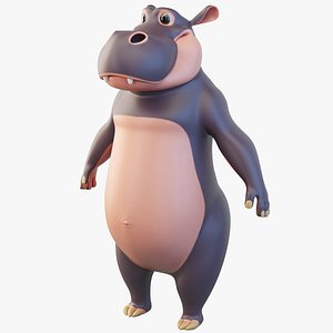3D model Cartoon Hippo Character